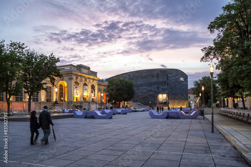 Dusk at the Museumsquartier of the city of Vienna - Austria