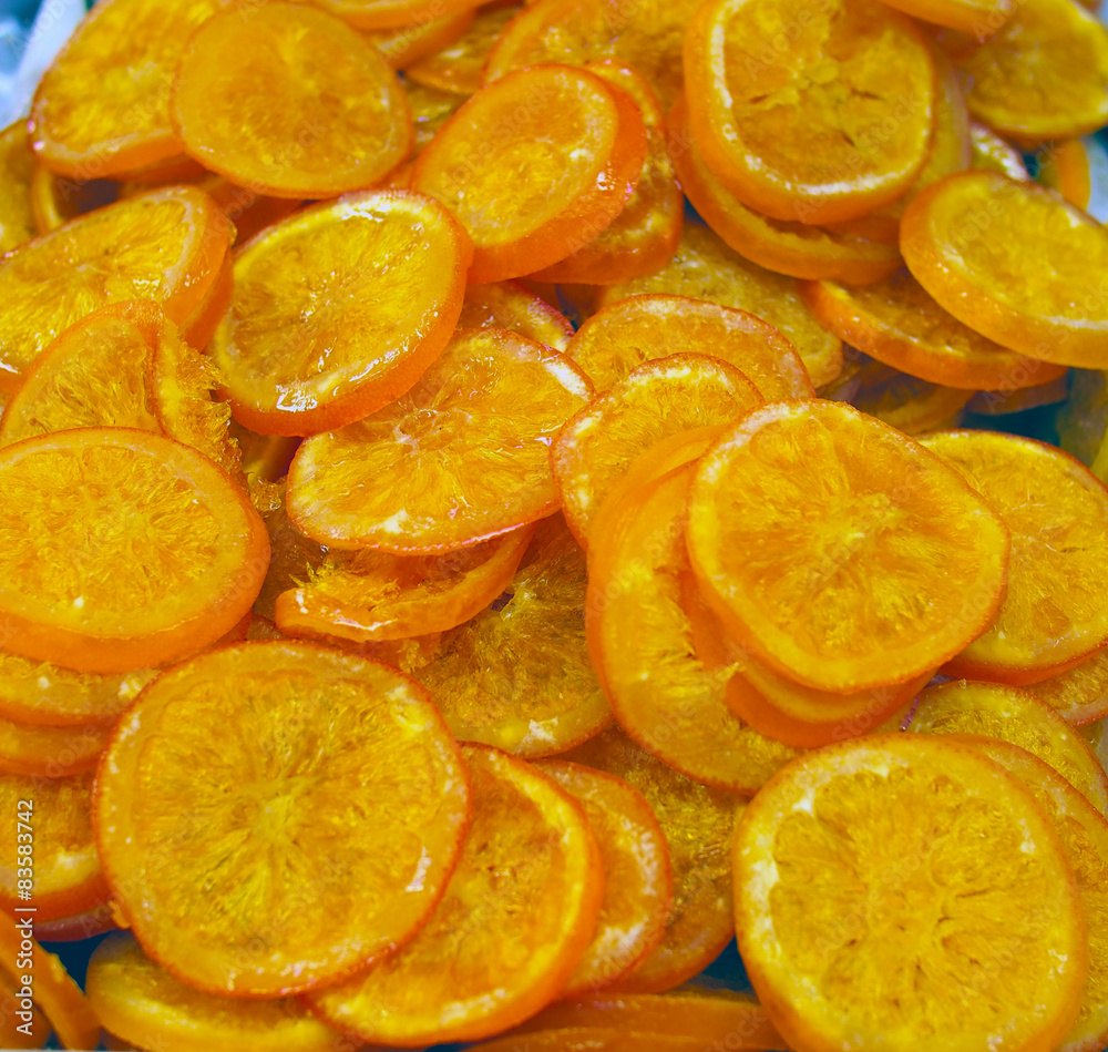 Dried oranges at spanish market Dried oranges at spanish market