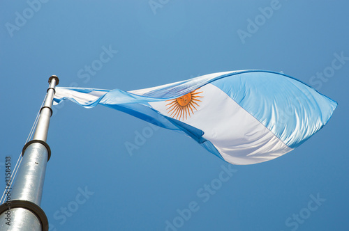 flying argentinian flag in argentina sky