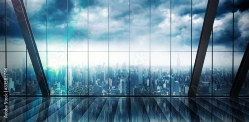 Fototapeta Naklejka Na Ścianę i Meble -  Room with large window looking on city