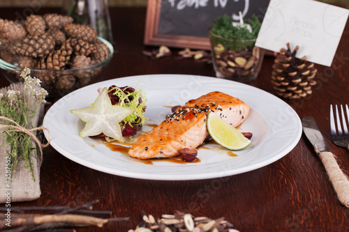 salmon with sesame seeds style forest cones idea food