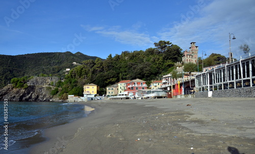 Empty beach of Moneglia in Italy, Liguria.  © magspace