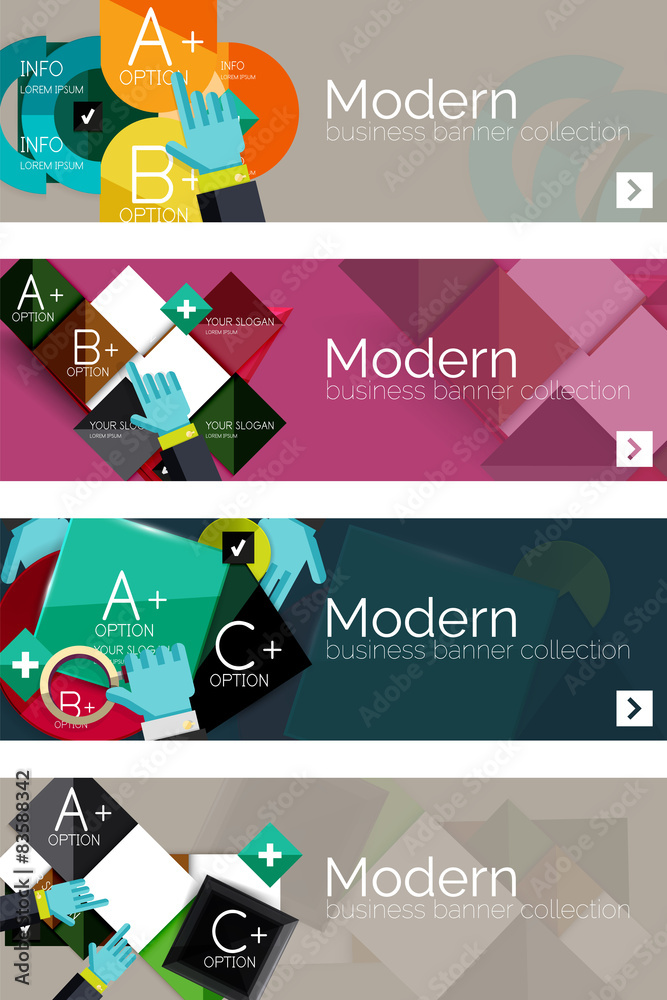 Naklejka premium Collection of flat web infographic concepts and banners, various