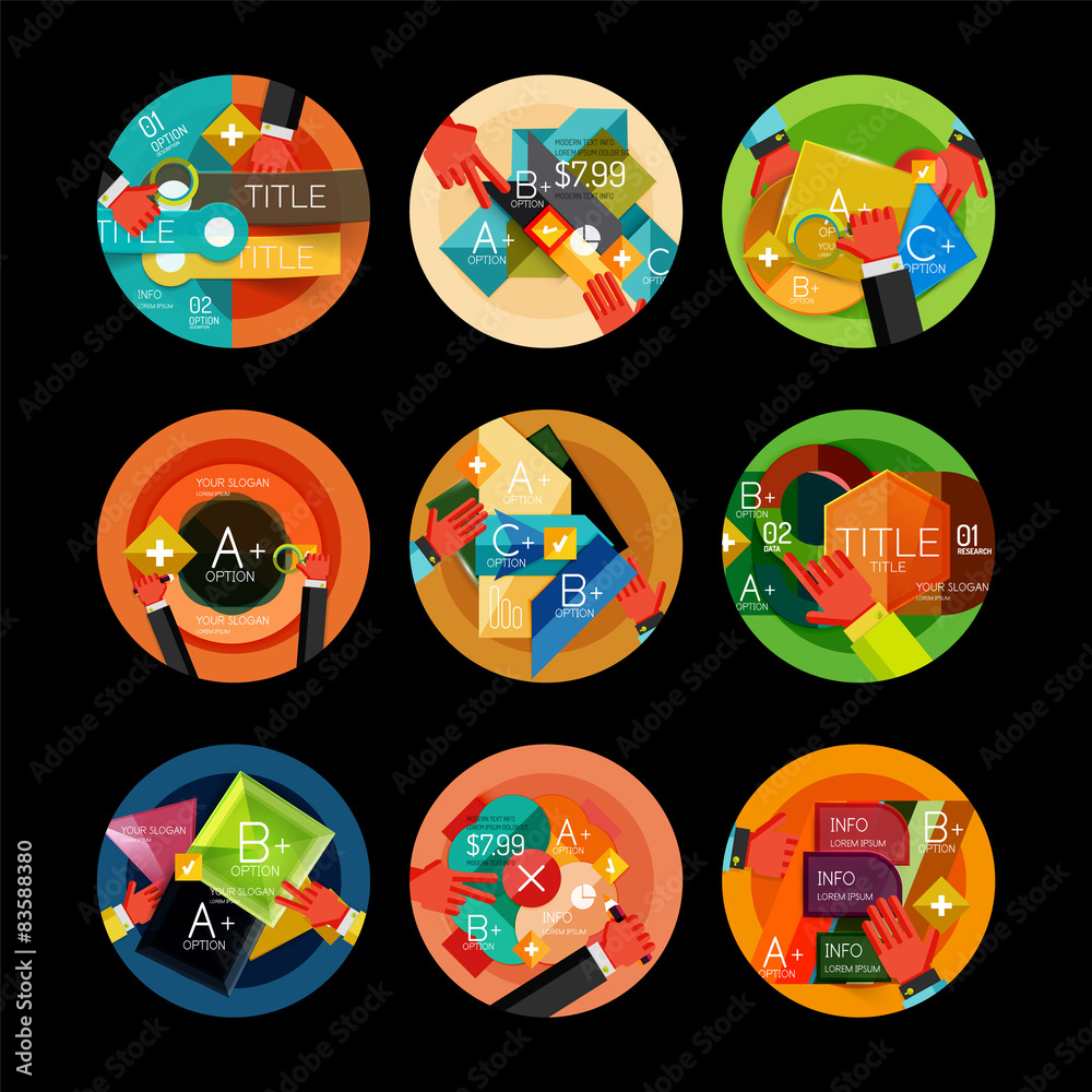 Set of option presentation labels, flat design web infographic Set of option presentation labels, flat design web infographic