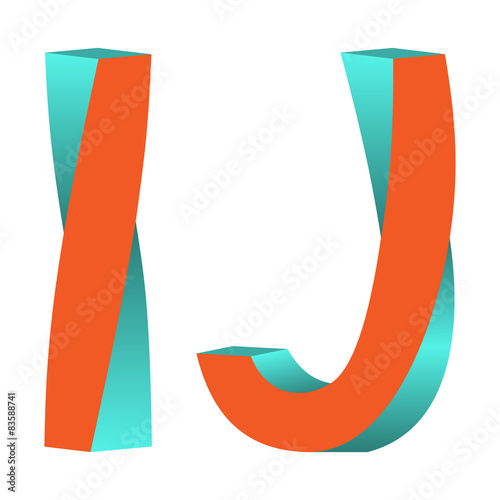 Twisted Letters I, J Logo Icon Design Template Element