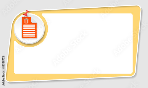 vector abstract yellow box and pushpin and trashcan