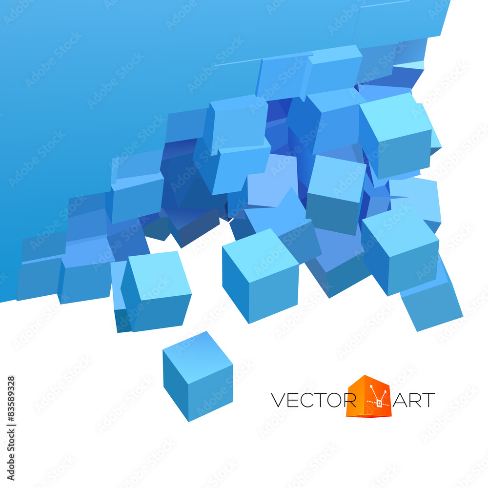Vector 3D explosion background with cubical particles Vector 3D explosion background with cubical particles