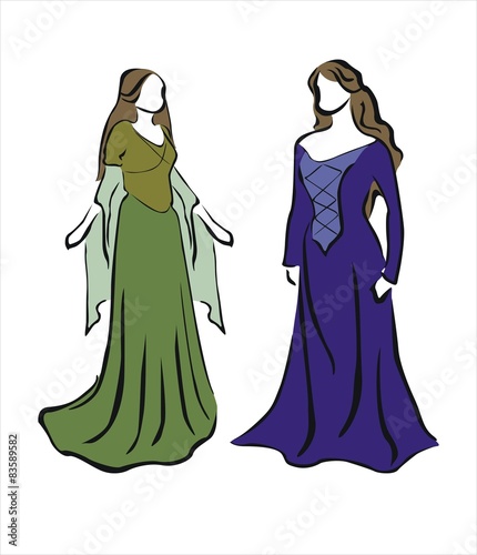 mujeres con vestidos medievales