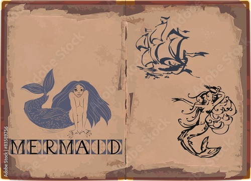 Background with mermaid and ship