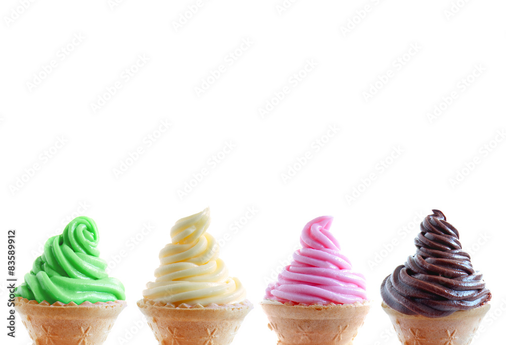 Row of ice cream cones Row of ice cream cones