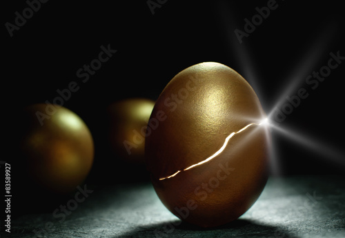 Fototapeta Gold nest egg coming to life