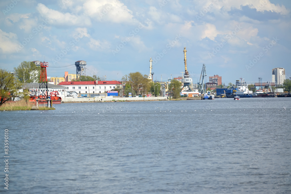KALININGRAD, RUSSIA - MAY 03, 2015: Panorama of trade seaport