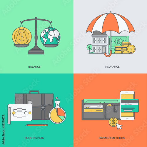 Set of color line icons on the theme of finance