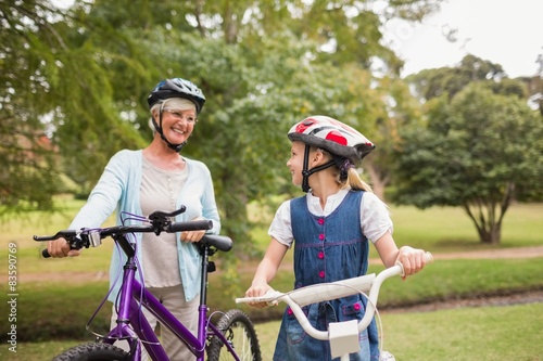 Grandmother and daughter on their bike 