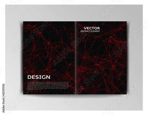 Black template of brochure with abstract red particles