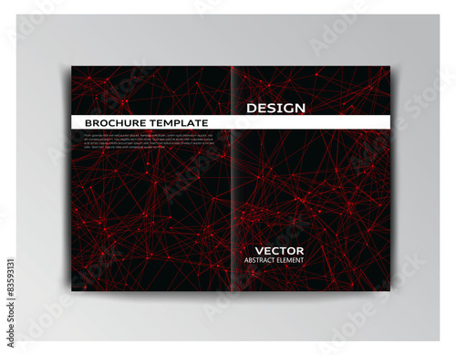 Black and red template of brochure with abstract elements