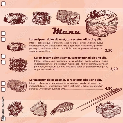 Sushi menu