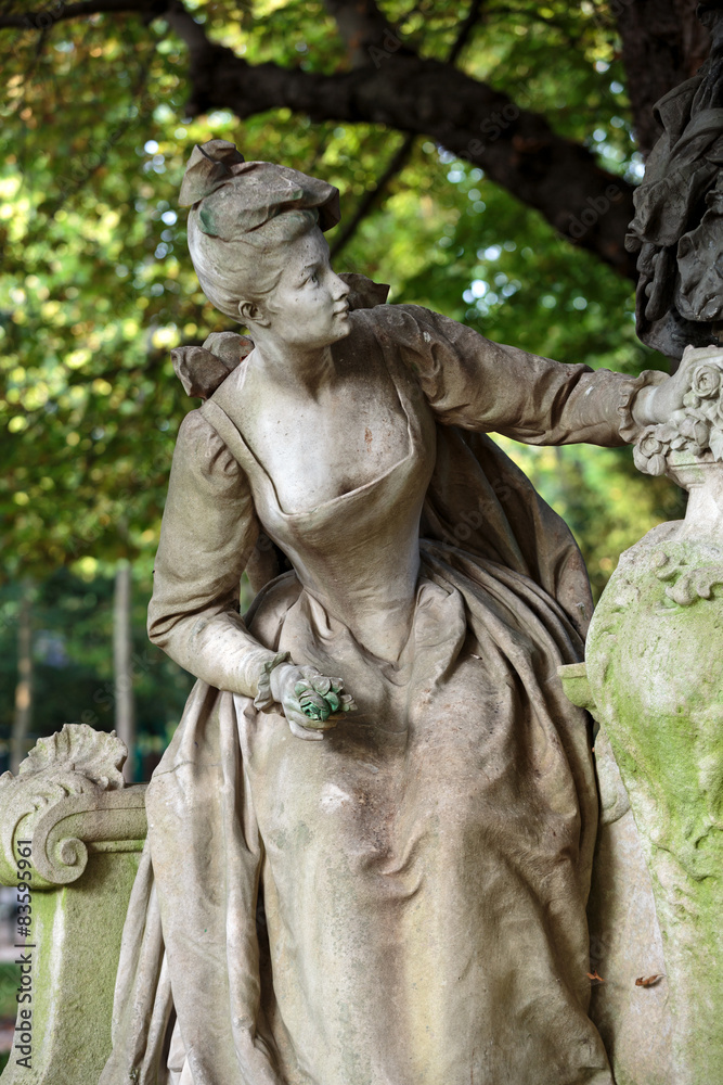 Paris - A sculpture of beautiful woman in  Luxembourg Garden