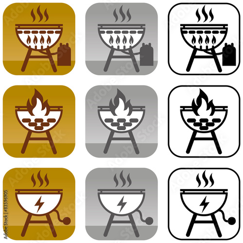 icons verschiedene grill