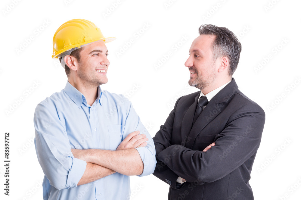 Confident engineer and business man face to face Confident engineer and business man face to face