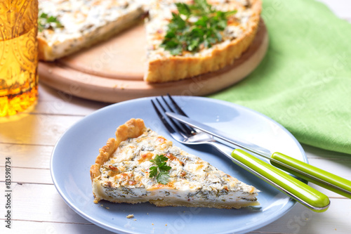 Tart with cottage cheese and hearbs photo