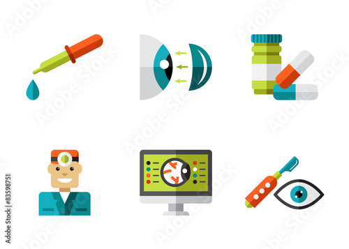 Optical Icons, Ophthalmology set, Vector 