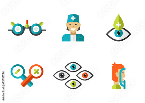 Optical Icons, Ophthalmology set, Vector 