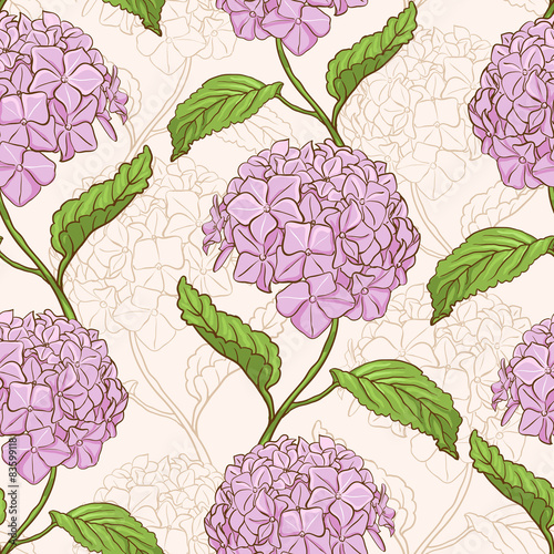 Seamless pattern with hydrangea