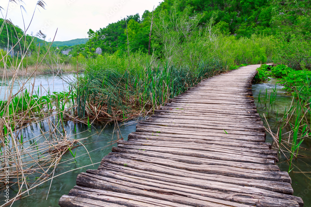 Obraz premium Boardwalk in the park Plitvice lakes
