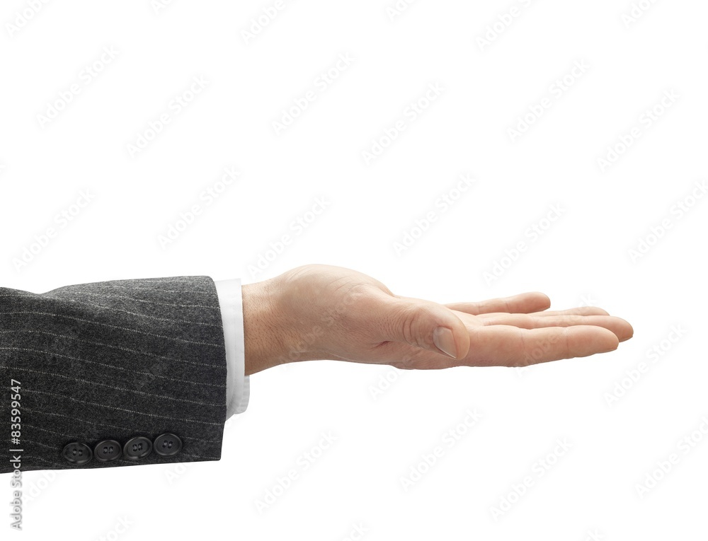 business men's hand with the palm up with clipping path business men's hand with the palm up with clipping path