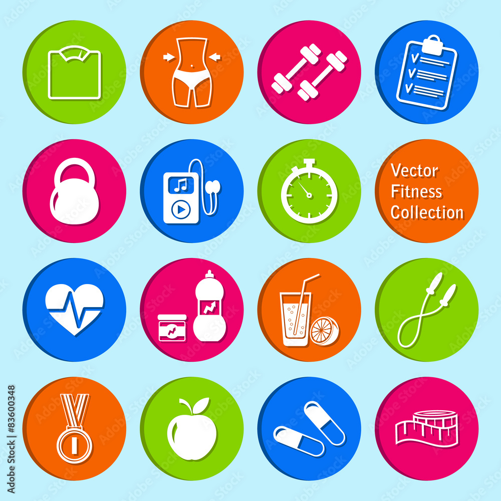 vector set of fitness and health life icons vector set of fitness and health life icons