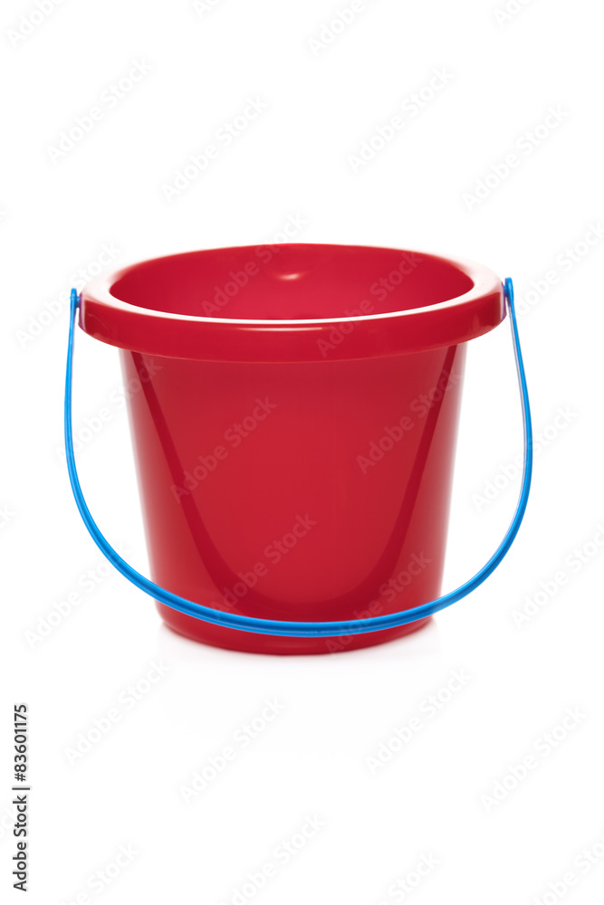 Red plastic bucket isolated on white background Red plastic bucket isolated on white background