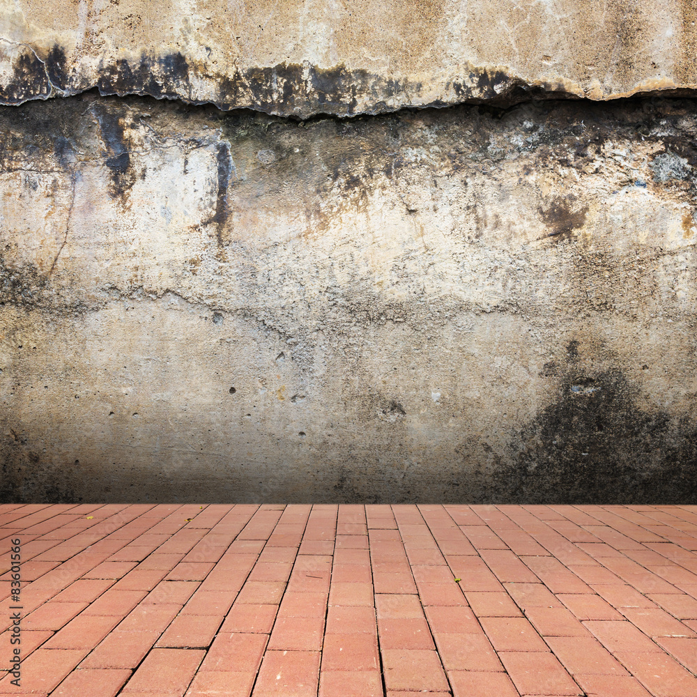Fototapeta premium Old empty room with concrete wall