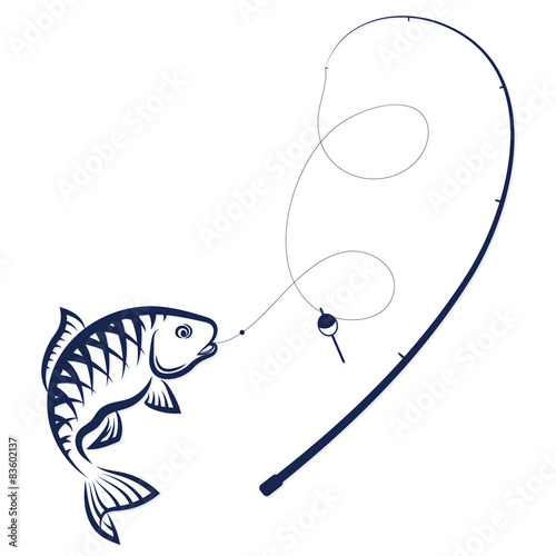 Fish on the hook and rod