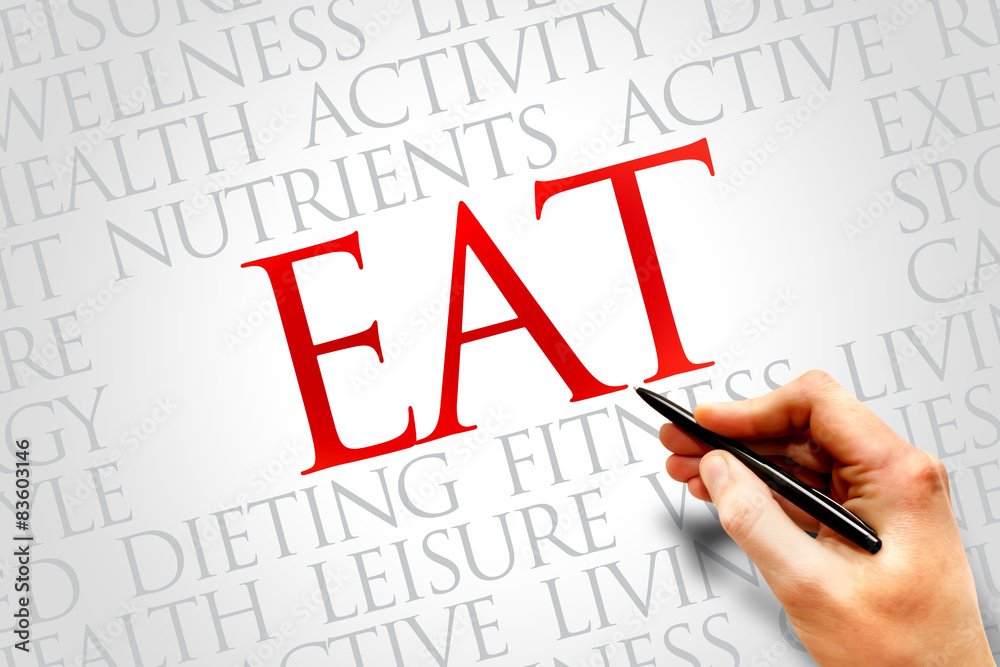 EAT word cloud, fitness, sport, health concept