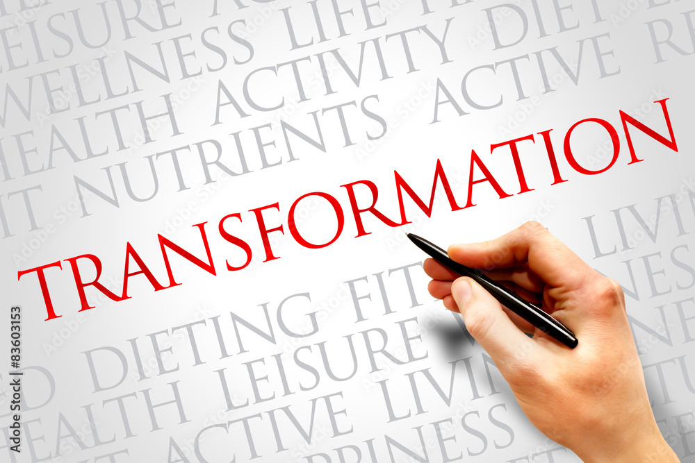 TRANSFORMATION word cloud, fitness, sport, health concept TRANSFORMATION word cloud, fitness, sport, health concept