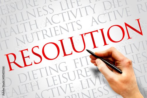 RESOLUTION word cloud, fitness, sport, health concept