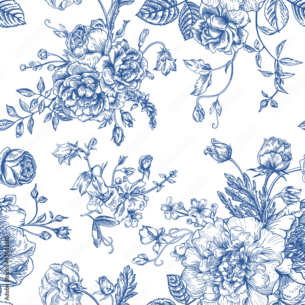 Obraz premium Seamless pattern with bouquet of flowers.