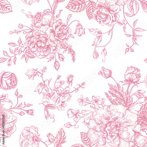 Seamless  pattern with bouquet of  flowers. photo
