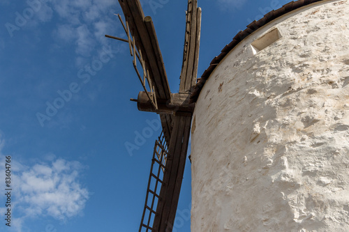 Old spanish white wind mill in Los Yebenes, Spain