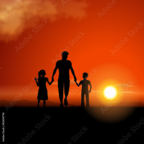 Father and children silhouette © houndcolor