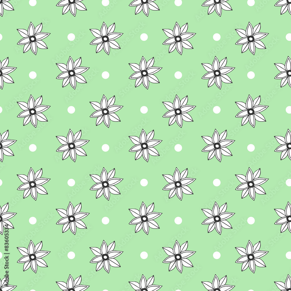 Seamless pattern with cute graphic flowers. Seamless pattern can be used for wallpaper, pattern fill, web page background, surface textures, fabric, textile Seamless pattern with cute graphic flowers. Seamless pattern can be used for wallpaper, pattern fill, web page background, surface textures, fabric, textile