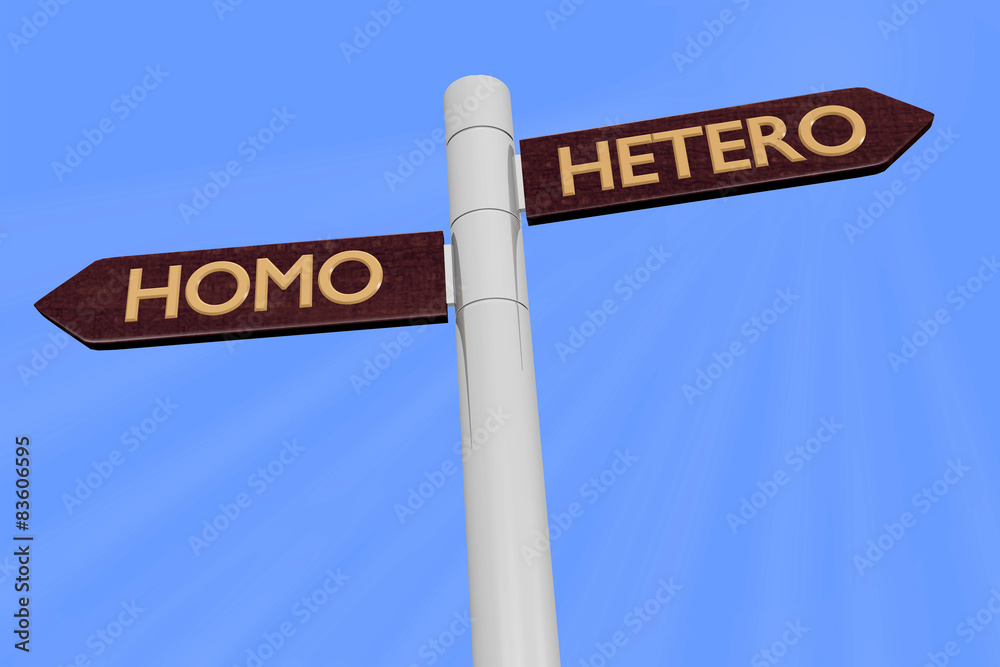 Fototapeta premium Signposts with homo and hetero