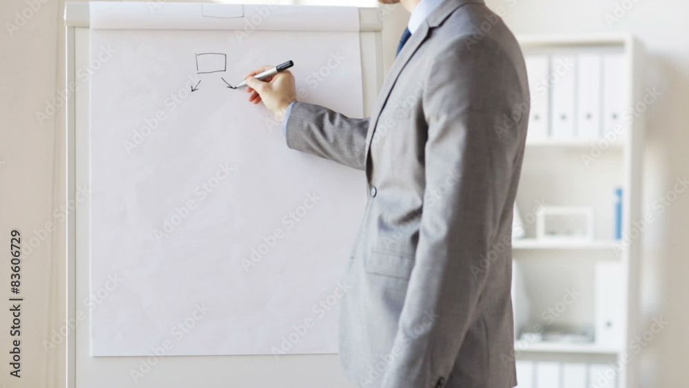 close up of man drawing business scheme at office