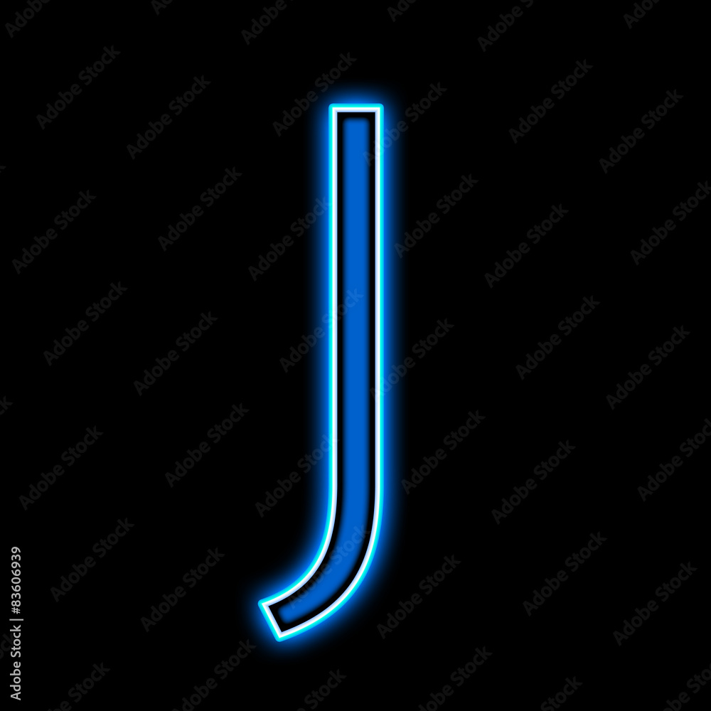 Neon letter J blue Neon letter J blue
