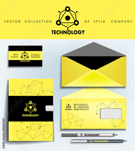 Black and yellow  abstract corporate identity template and logo