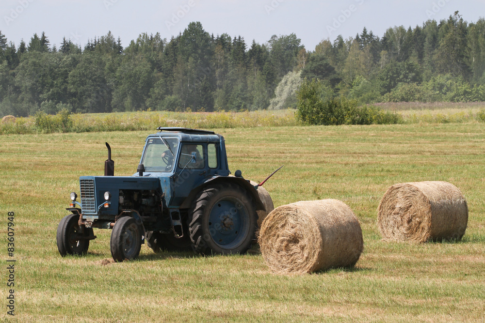 Obraz premium Traktor bei der Heuernte II