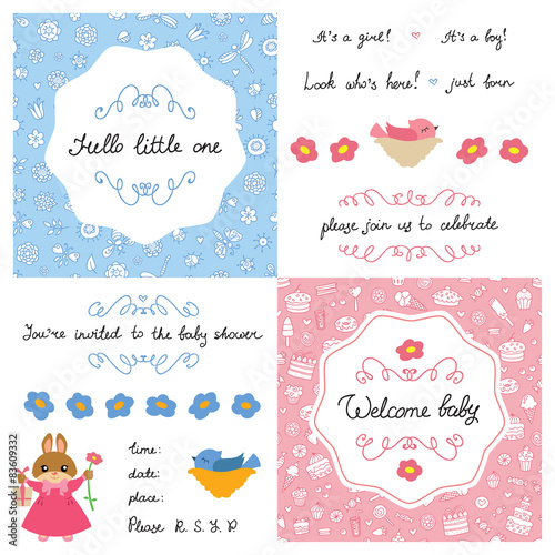 Baby shower set for design and scrapbooking