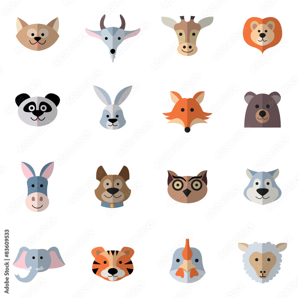 Animals Heads Flat Animals Heads Flat