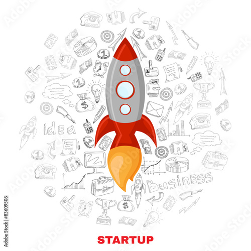 Business startup launch concept poster print
